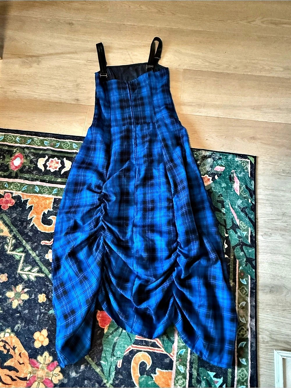 RARE VINTAGE lip service plaid blue scrunched dress - Picture 6 of 6